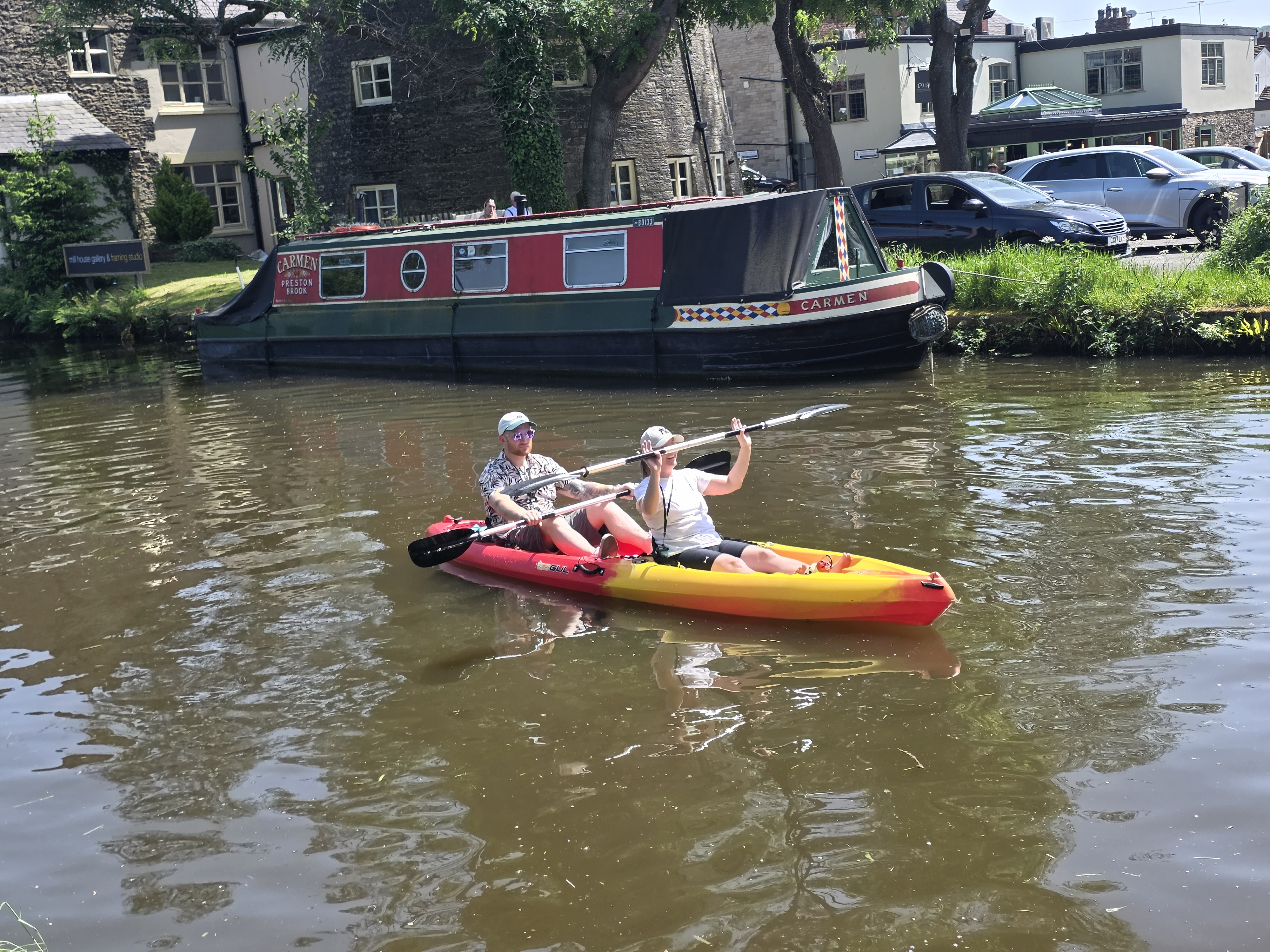 Couple paddling